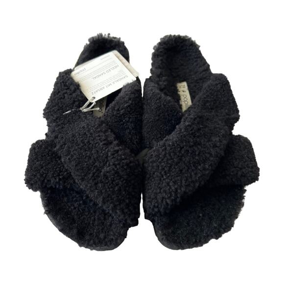 Papillio Birkenstock Daytona Shearling Black Platform Sandals Women Size 39 EU - Picture 6 of 16